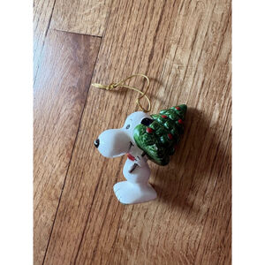 Vintage 1950s Snoopy Christmas Ornament with Tree